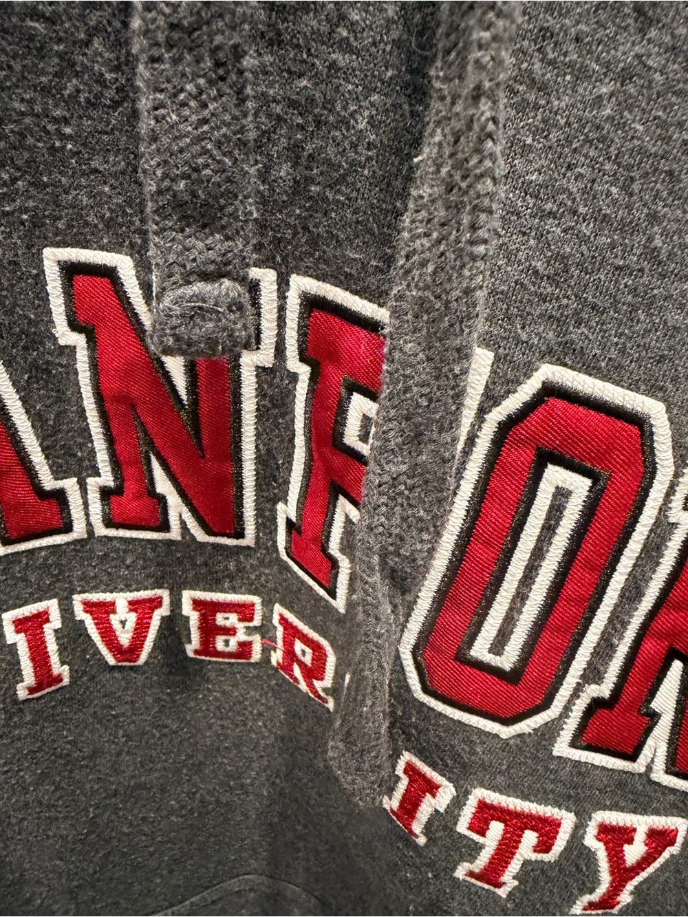 Stanford University J America Embroidered Gray Hoodie Sweatshirt XL - Picture 3 of 8